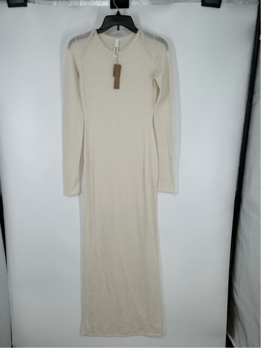 SKIMS Sheer Modal (B9) Long Dress Cashmere Blend (large, Onyx EGRET, NWT